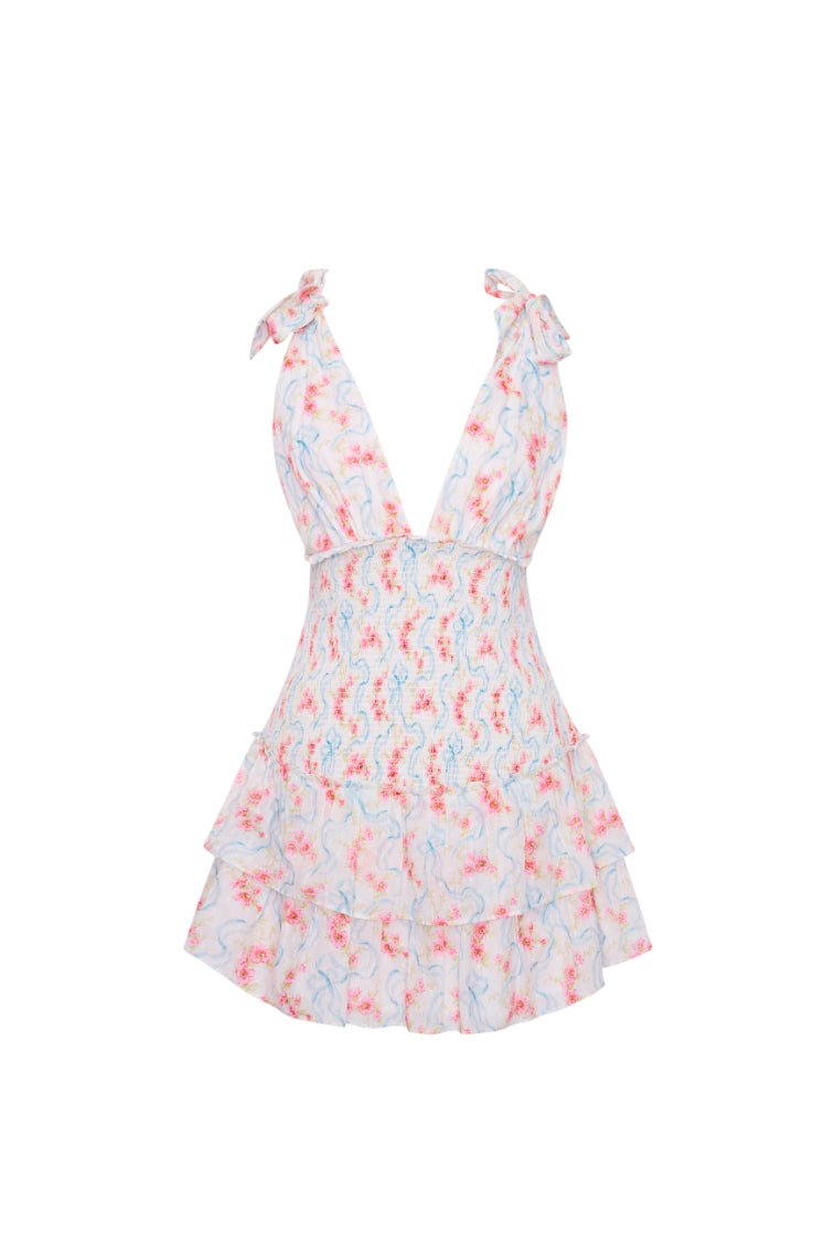 LOVESHACKFANCY Pink Ross Floral-print Cotton And Silk-blend Voile Mini hotsell Dress 4