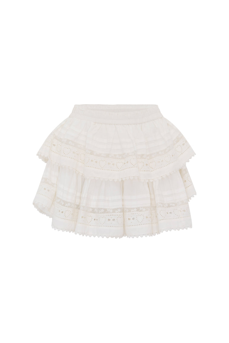 Ruffle Mini Heart Eyelet Lace Skirt