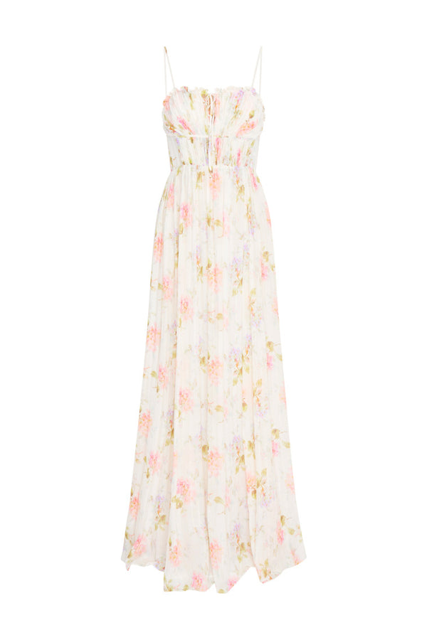 Santee Lurex Chiffon Floral Maxi Dress- Women's Designer Luxury Dresses ...