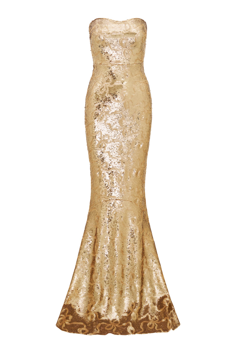 Sencha Sequin Strapless Gown