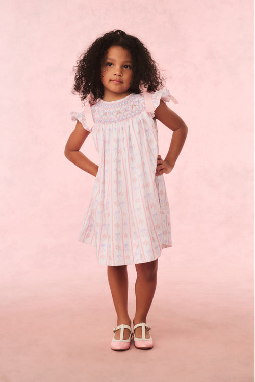 Cecil & Lou Girls Smocked Bow Dress