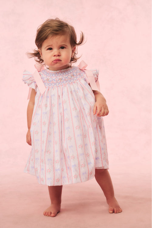 Cecil & Lou Girls Smocked Bow Dress