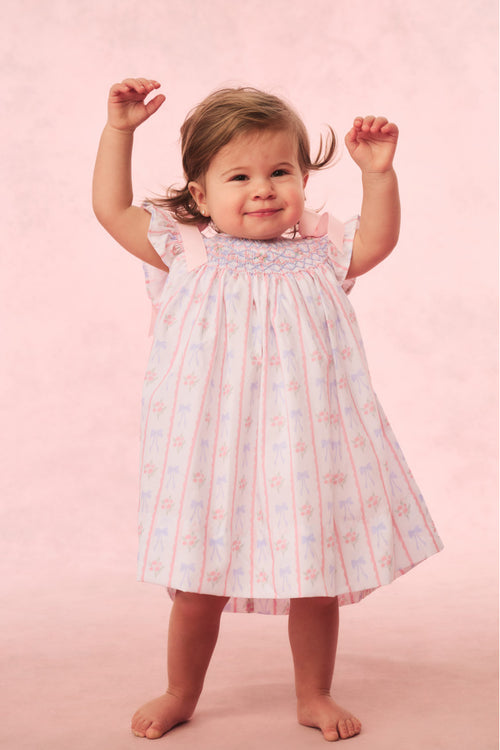 Cecil & Lou Girls Smocked Bow Dress