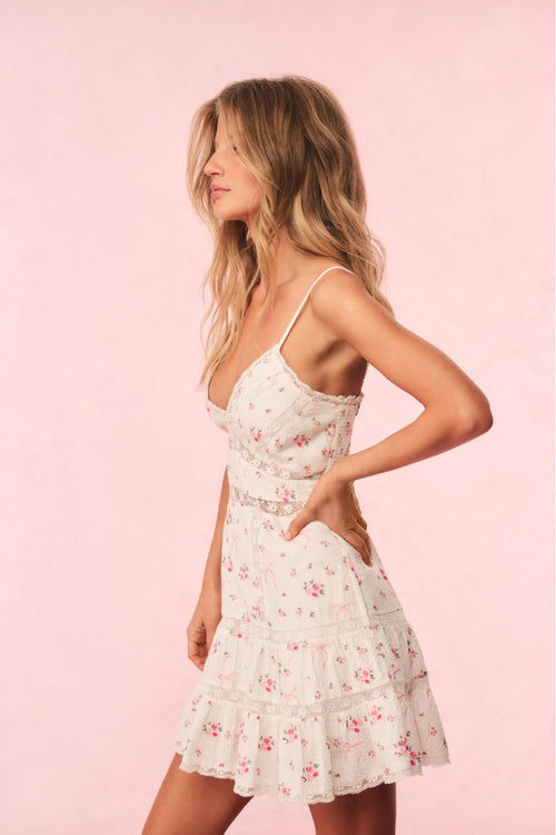 Solbina Cotton Rose & Bow Mini Dress