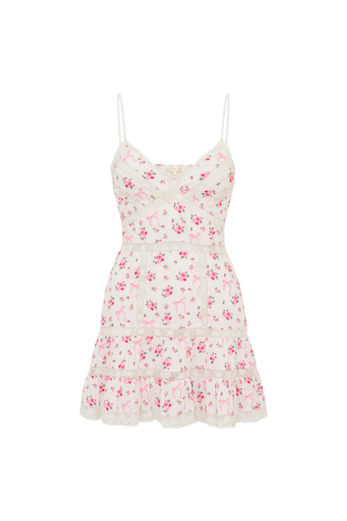 Solbina Cotton Rose & Bow Mini Dress