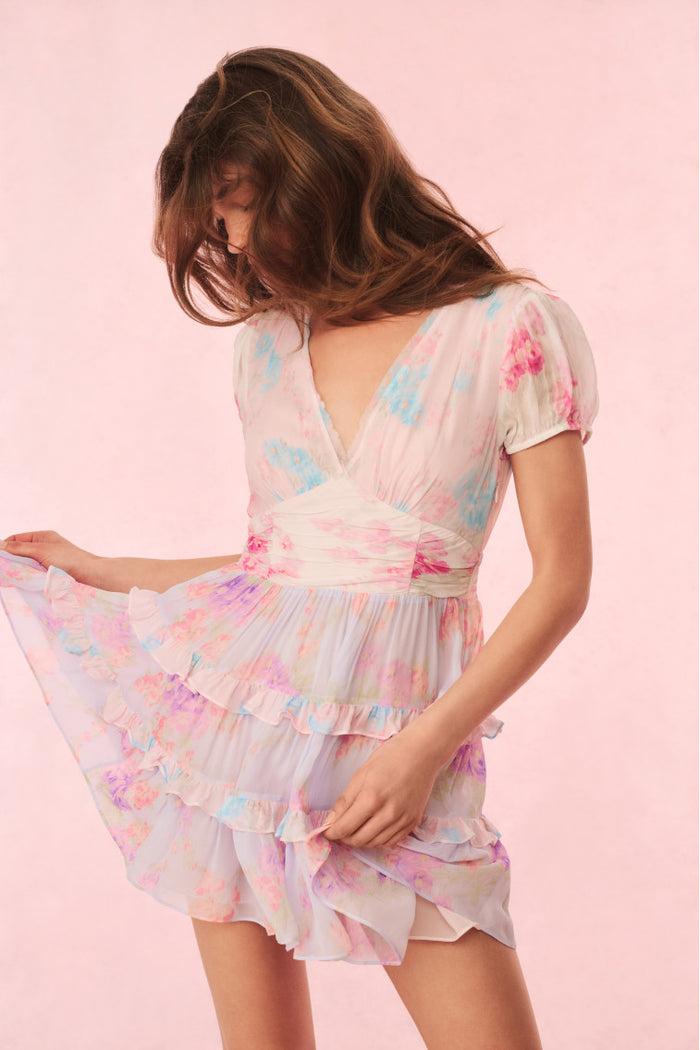 Spirea Floral Chiffon Mini Dress