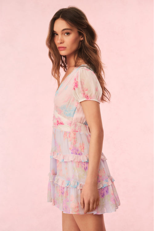 Spirea Floral Chiffon Mini Dress