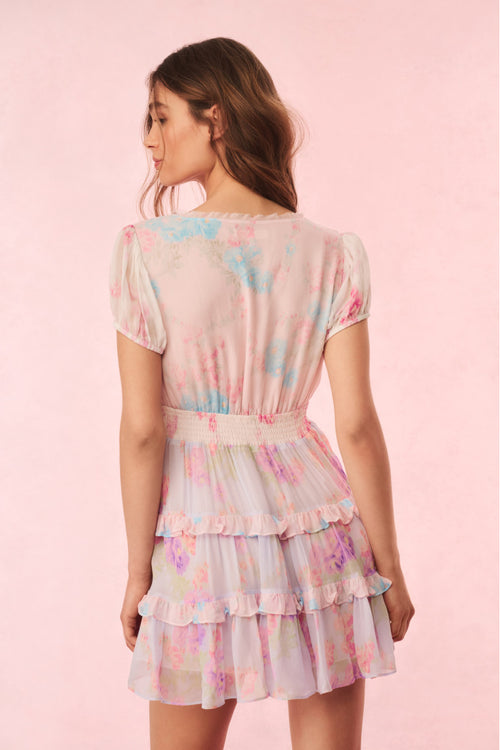 Spirea Floral Chiffon Mini Dress