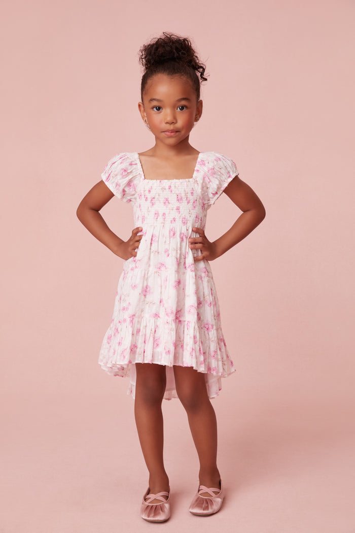 Girls Muriella Fragrance Print Flutter Sleeve Dress