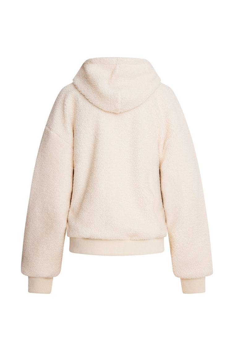 Cream faux fur online zip hoodie