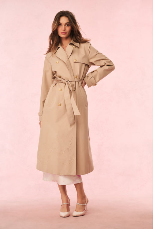 Thiel Bow-Embroidered Trench Coat