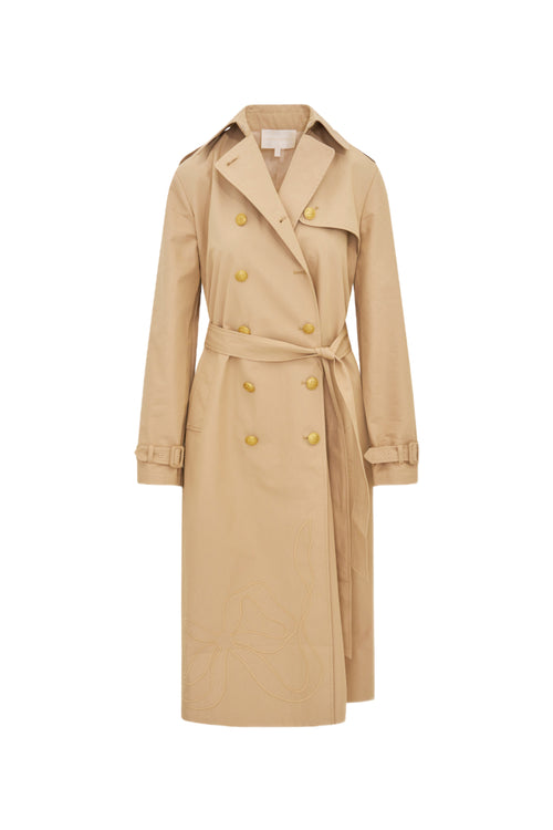 Thiel Bow-Embroidered Trench Coat