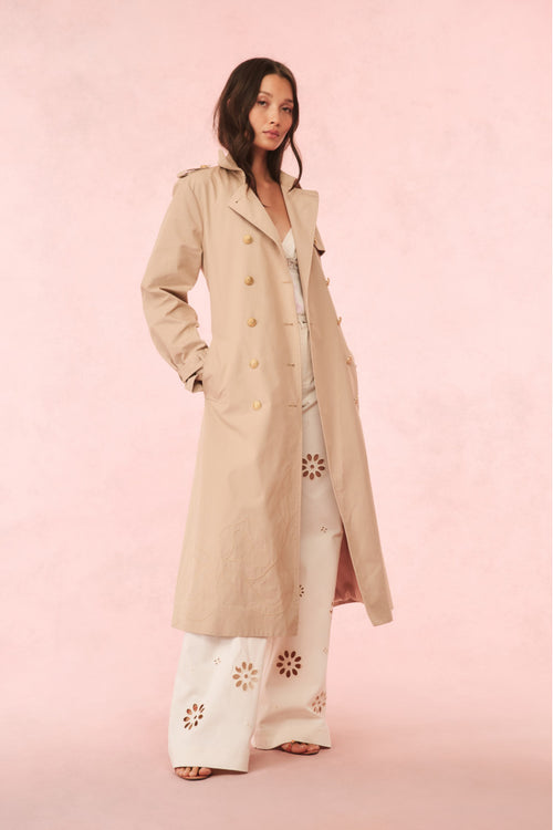 Thiel Bow-Embroidered Trench Coat