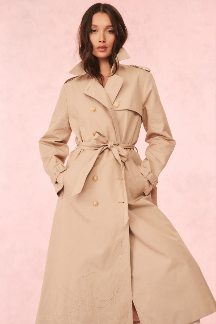 Thiel Bow-Embroidered Trench Coat