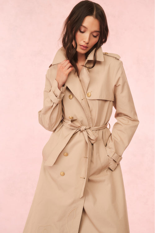 Thiel Bow-Embroidered Trench Coat