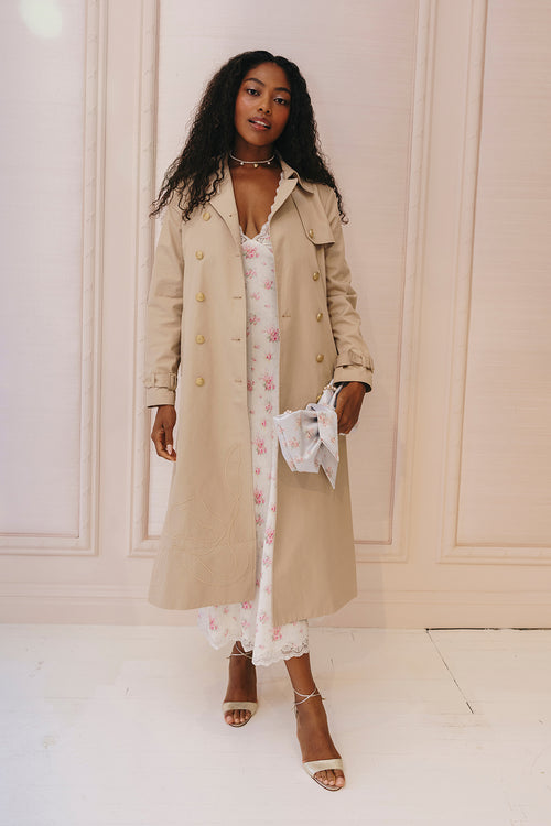 Thiel Bow-Embroidered Trench Coat