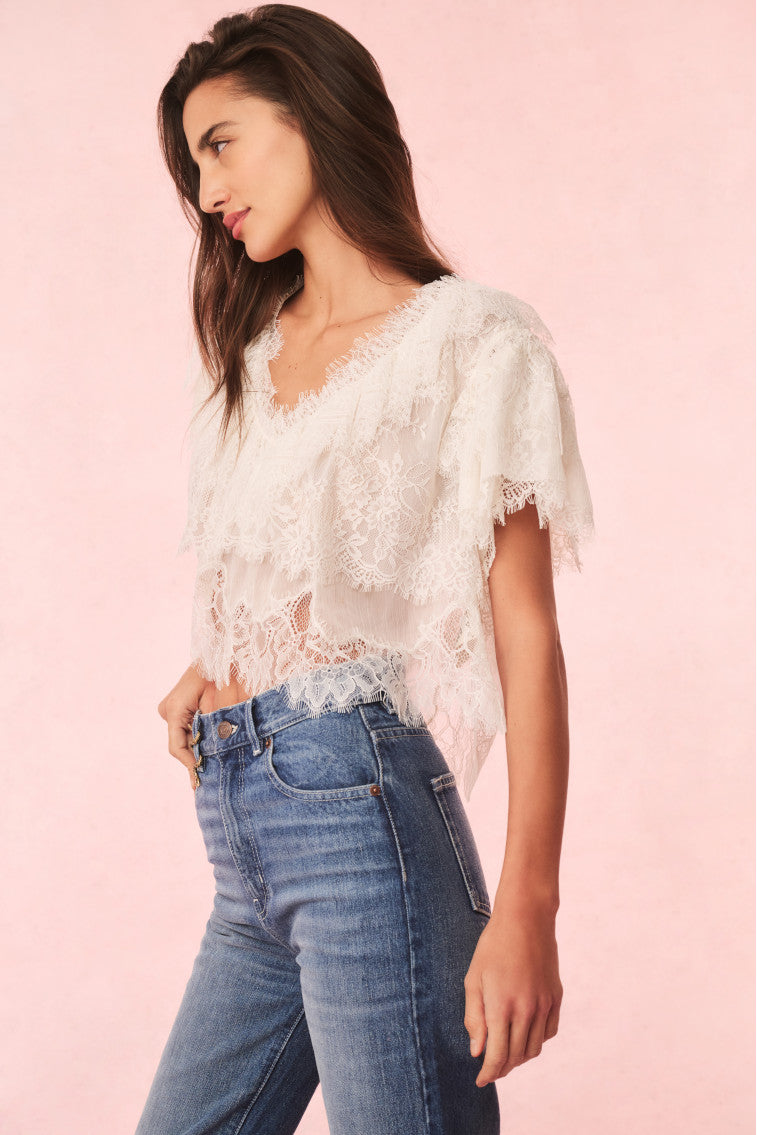 Vienne Lace Ruffle Top