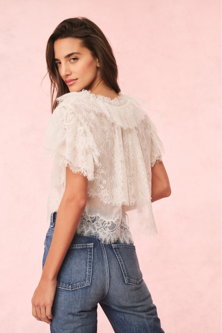 Vienne Lace Ruffle Top