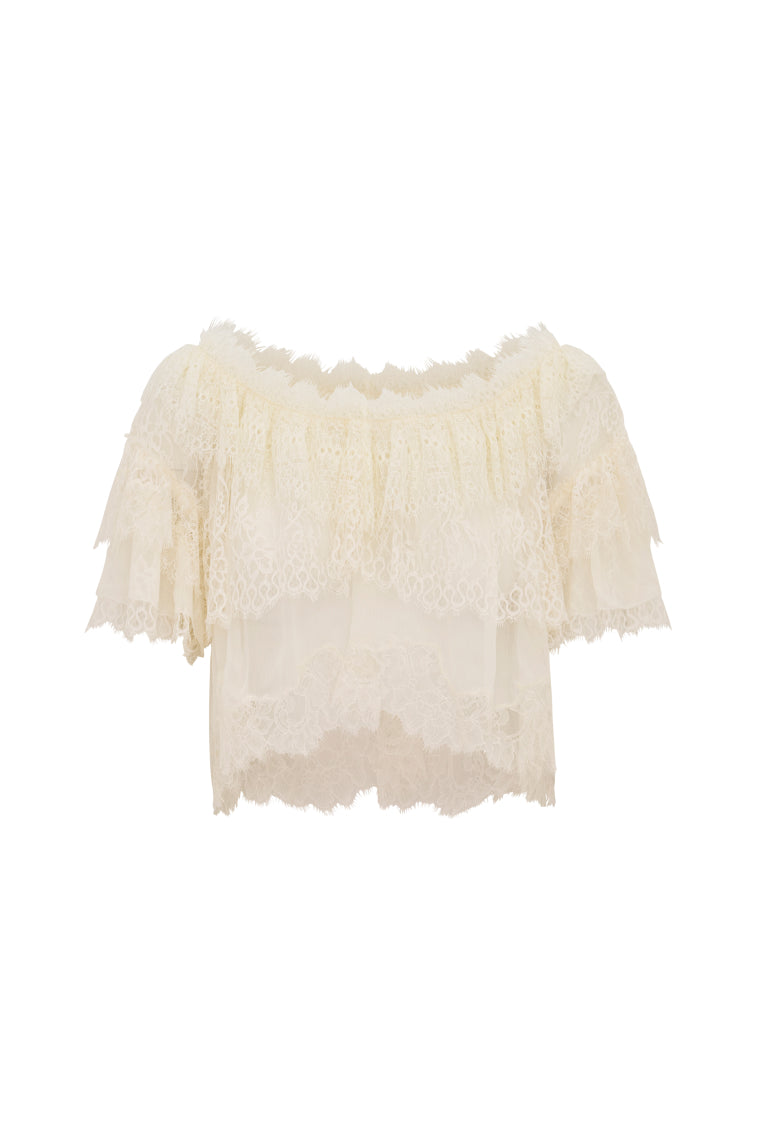 Vienne Lace Ruffle Top