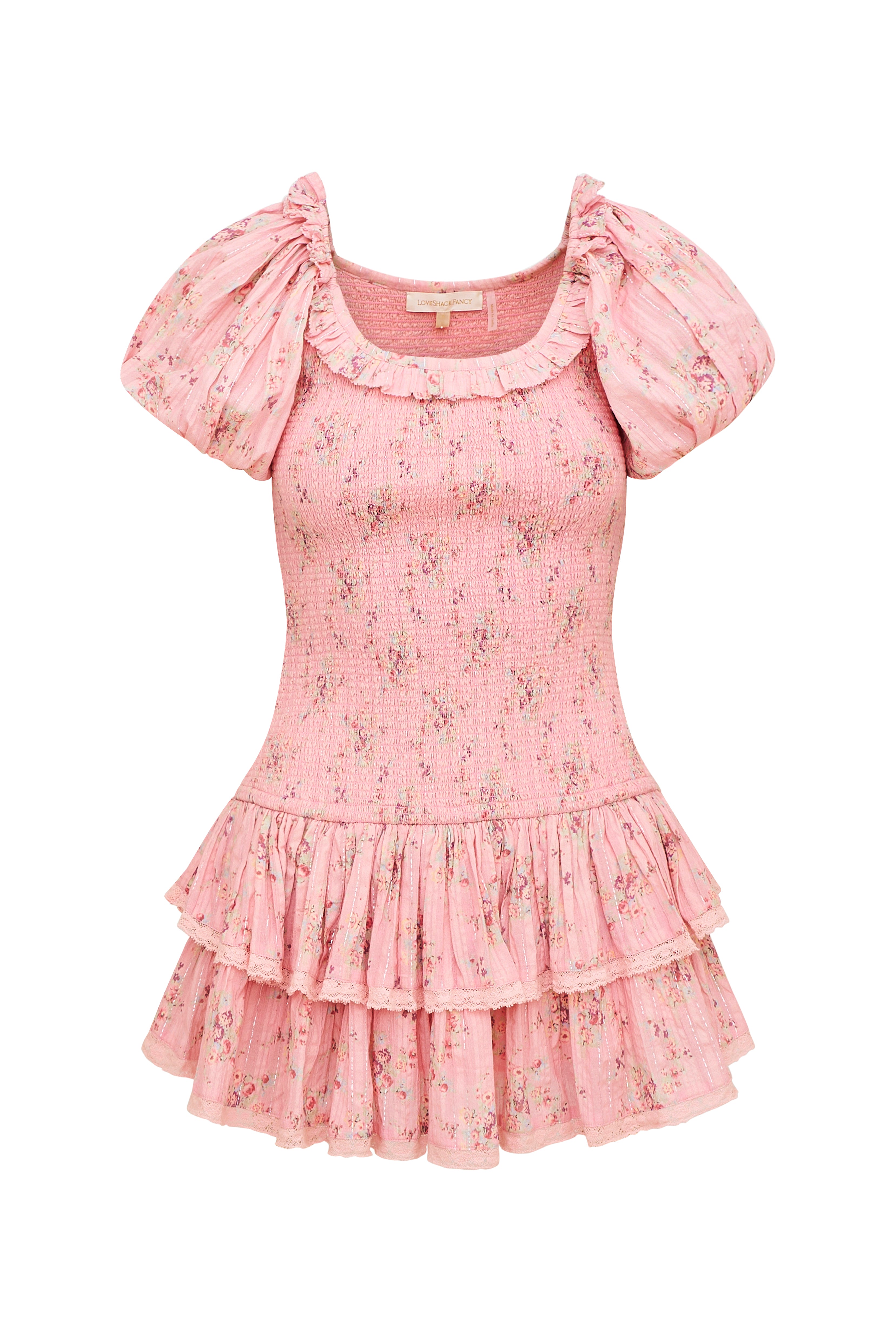 LOVESHACKFANCY Pink Ross Floral-print Cotton And Silk-blend Voile Mini hotsell Dress 4