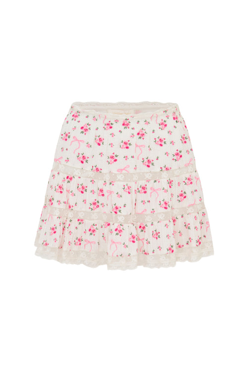 Viro Cotton Rose & Bow Mini Skirt