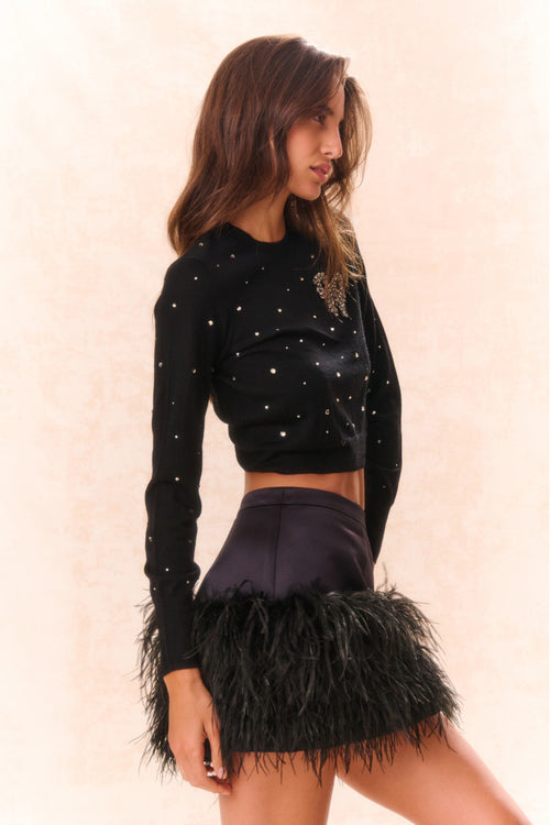 Viviette Feather Mini Skirt