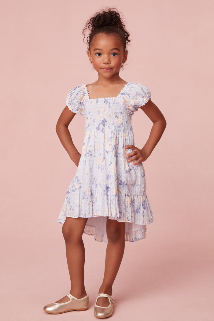 Girls Muriella Fragrance Print Flutter Sleeve Dress