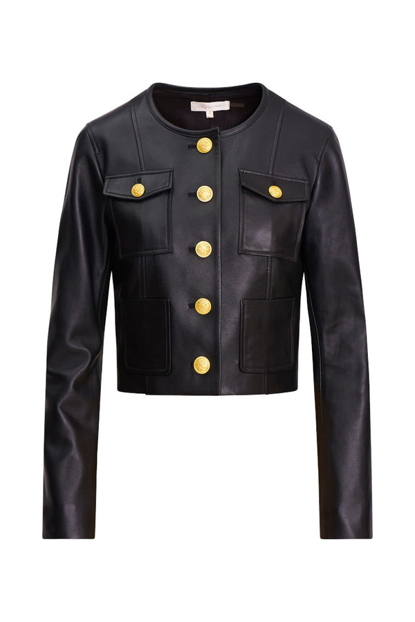 Xander Leather Jacket- Women's Designer Jackets & Coats | LoveShackFancy