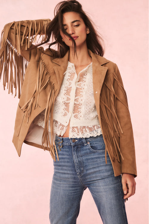 Geraline Suede Fringe Jacket