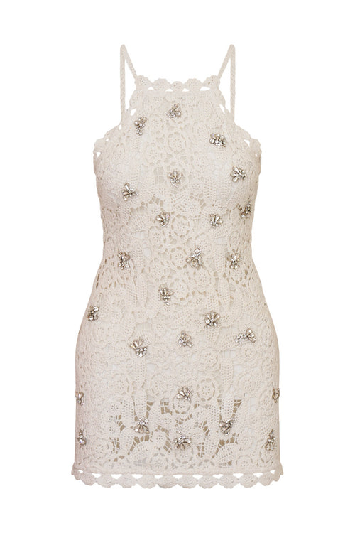 Considine Embellished Crochet Mini Dress