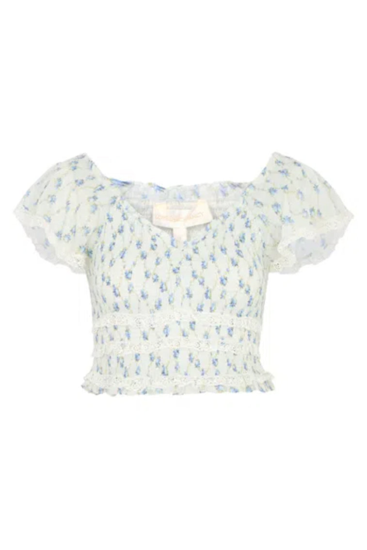 Beaming Smocked Printed Cotton Top