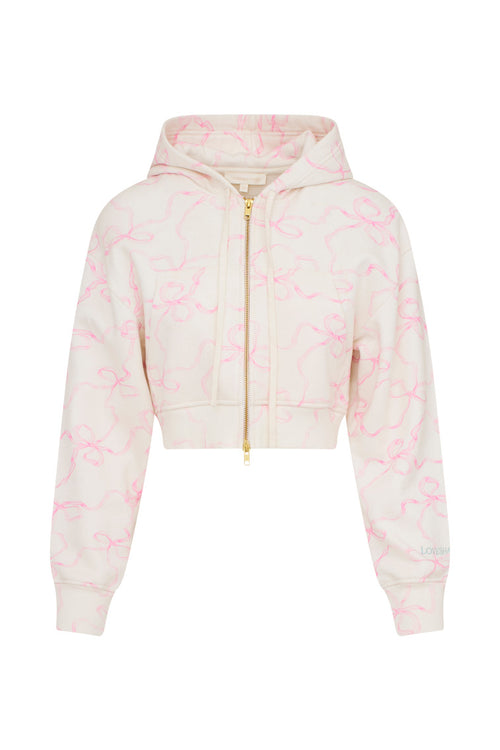 Pierra Cotton Cropped Bow Hoodie