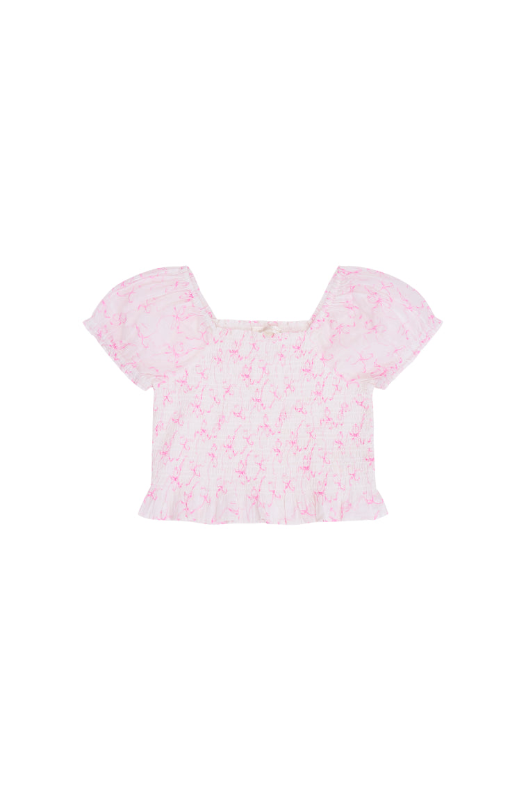 Girls Fabielle Bow Print Top