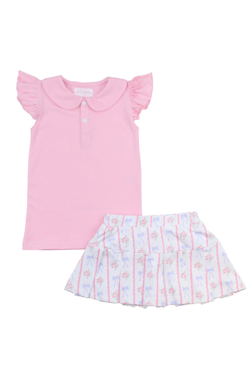 Cecil & Lou Bouquet Tennis Skirt And Polo Set