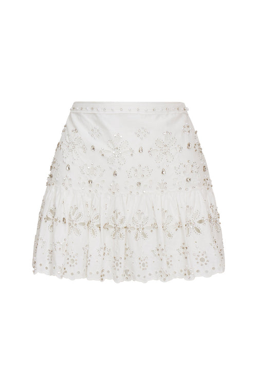 Cova Rhinstone Cotton Mini Skirt