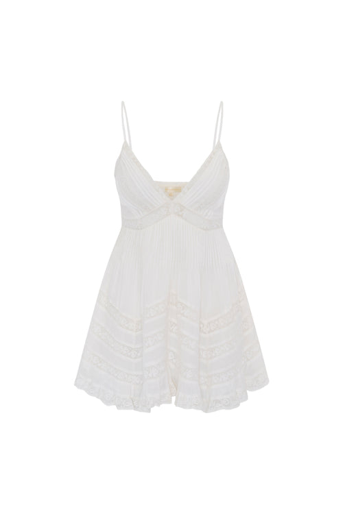 Alonna Cotton Lace-Trimmed Mini Dress